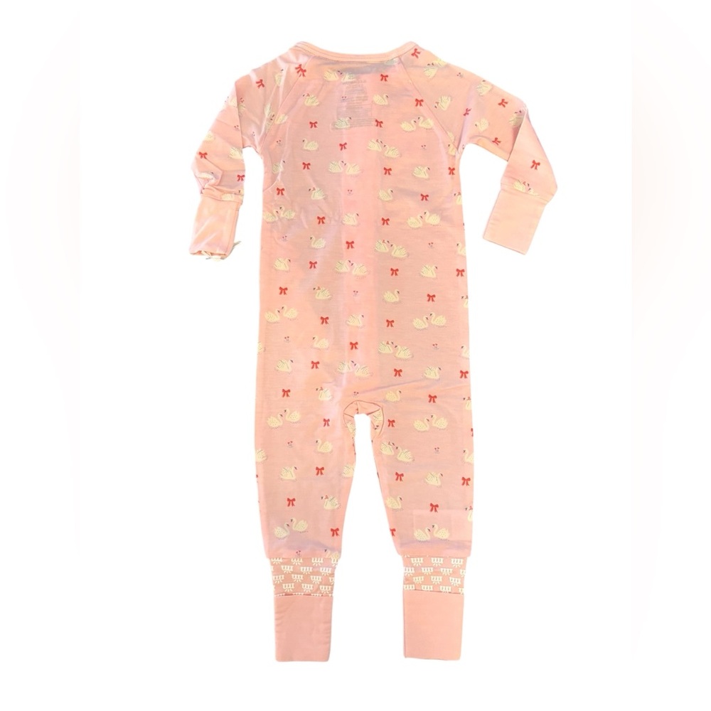 Magnetic Me Girls' Pink Swan Print Footed One-Piece Pajamas 9-12 months 5 0544